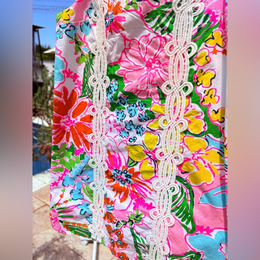 Lily Pulitzer Girls’ Floral Print Dress with Lace Detail - Picture 2 of 7